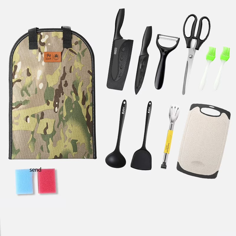 13pcs/set Stainless Steel Camping Cookware Set with Bag X310