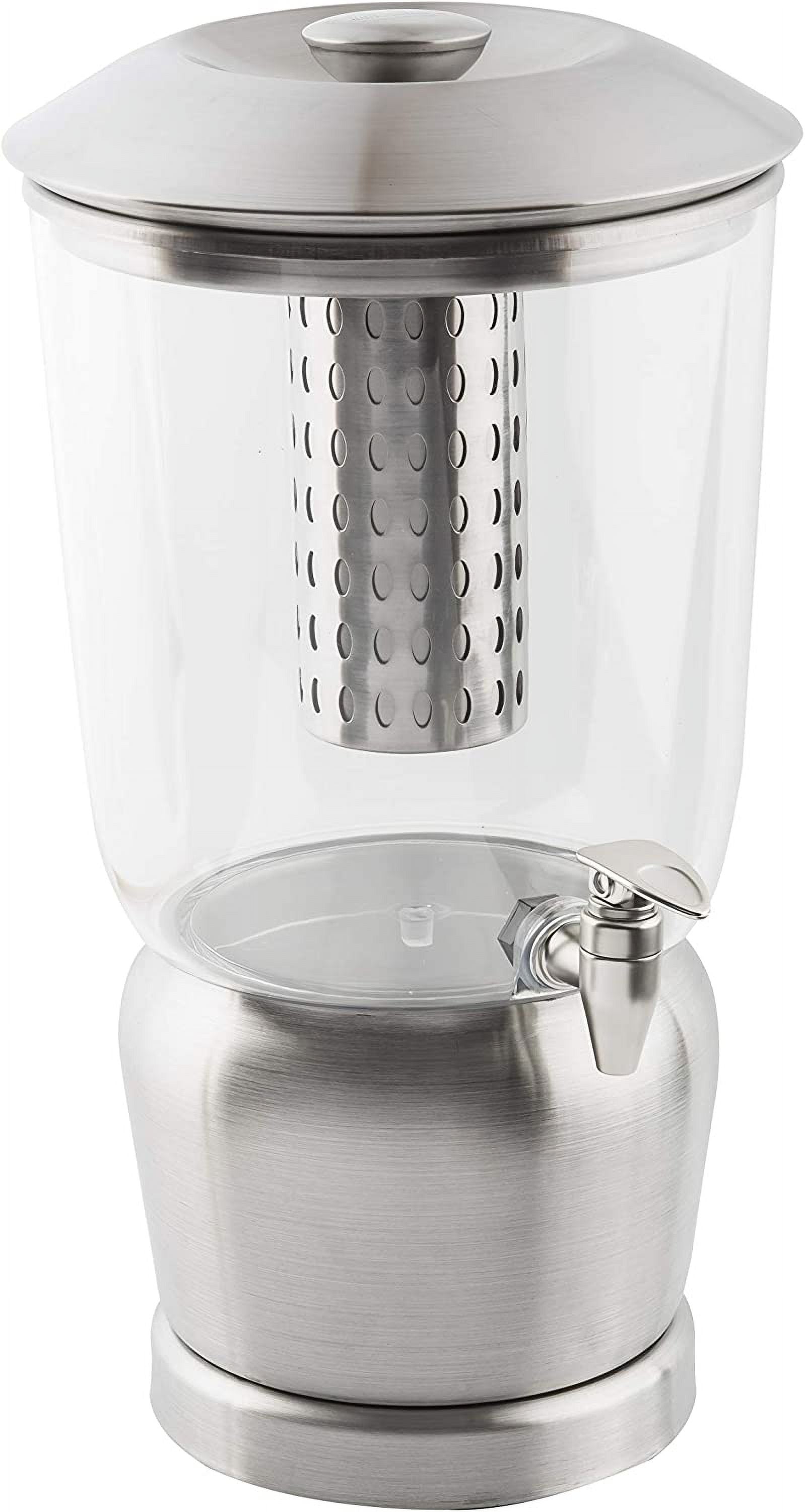Gallon Drink Dispenser With Fruit Infuser & Stand, Tritan Stainless Steel K408