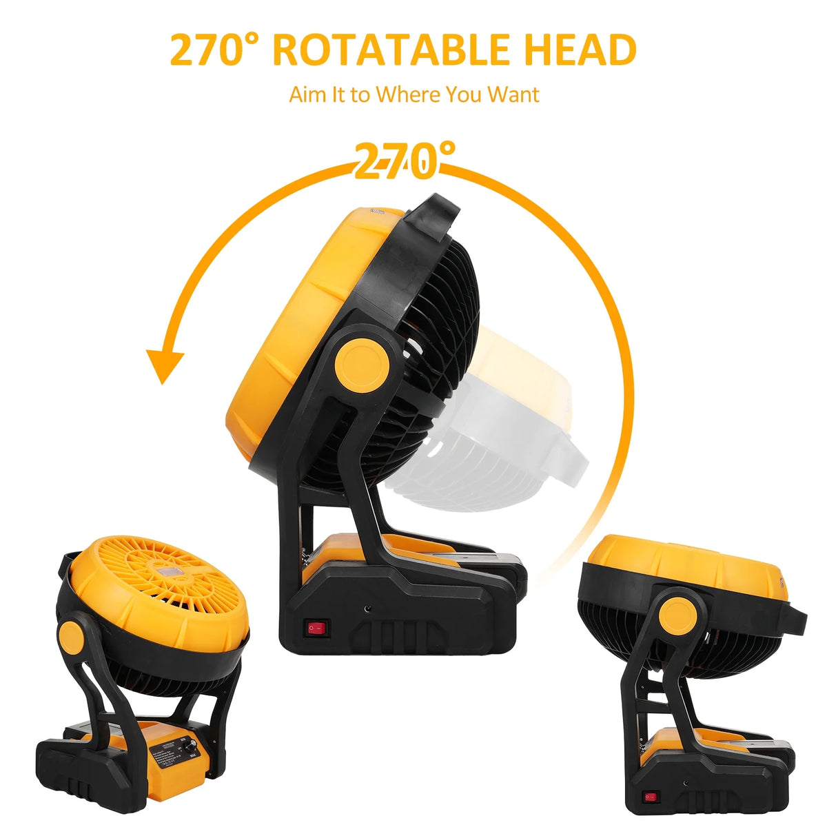 Rechargeable 8 Inch Camping Fan with LED Lantern W28562
