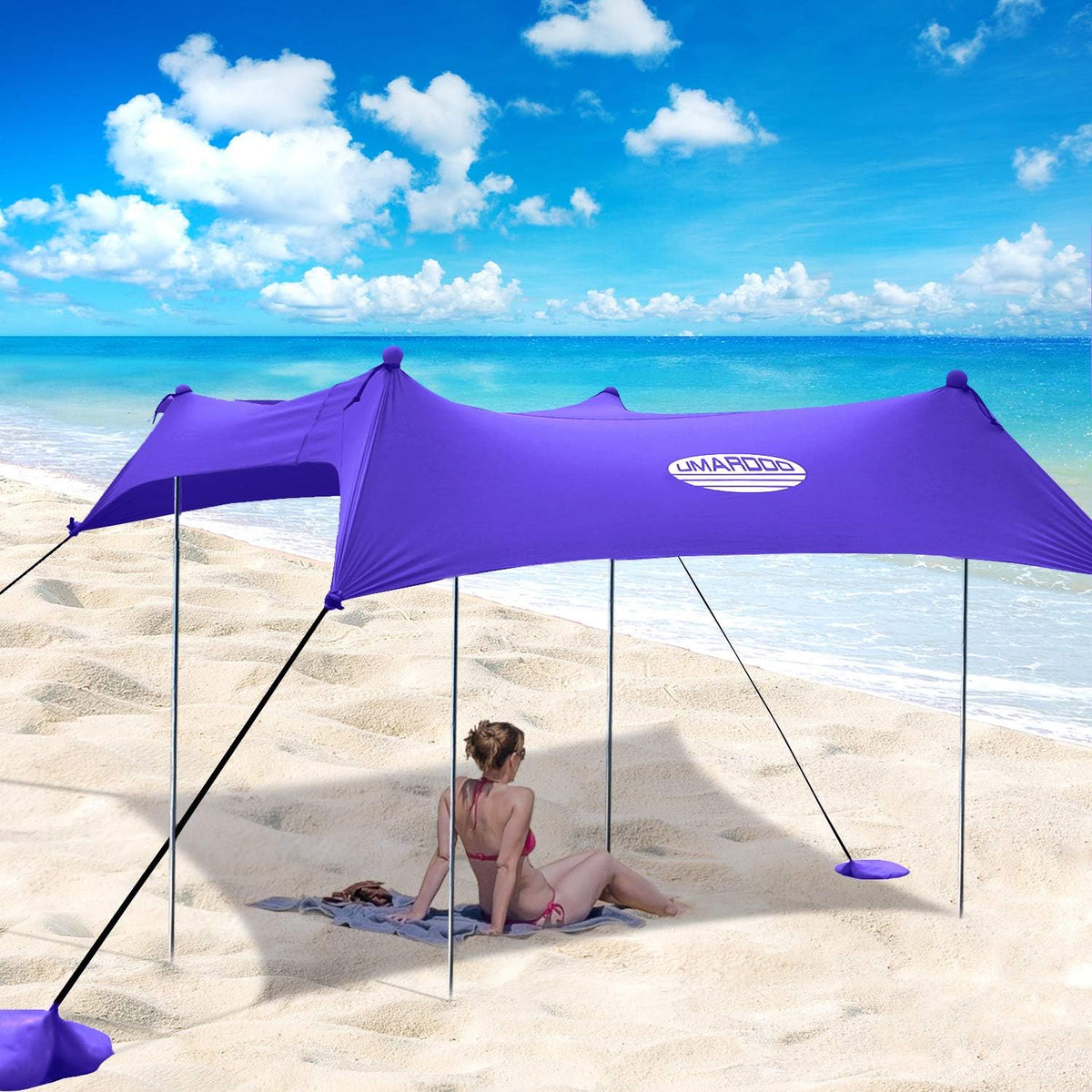 Pop Up Beach Sunshade Tent with Carrying Bag (Blue, 10X9 FT) R385826