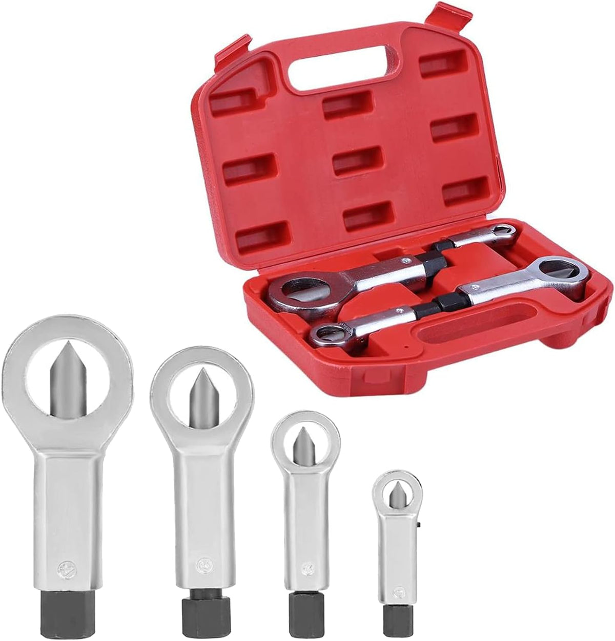 4pcs Metal Nut Splitter Tool Heavy Duty, Rusty Nut Separator (9-12mm 12-16mm 16-22mm 22-27mm) Pack of 2 E265563