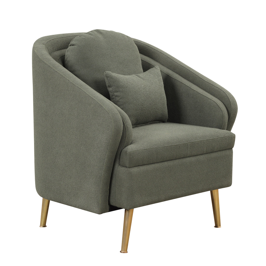 Seaweed Green Upholstered Accent Chair with Metal Legs Q345