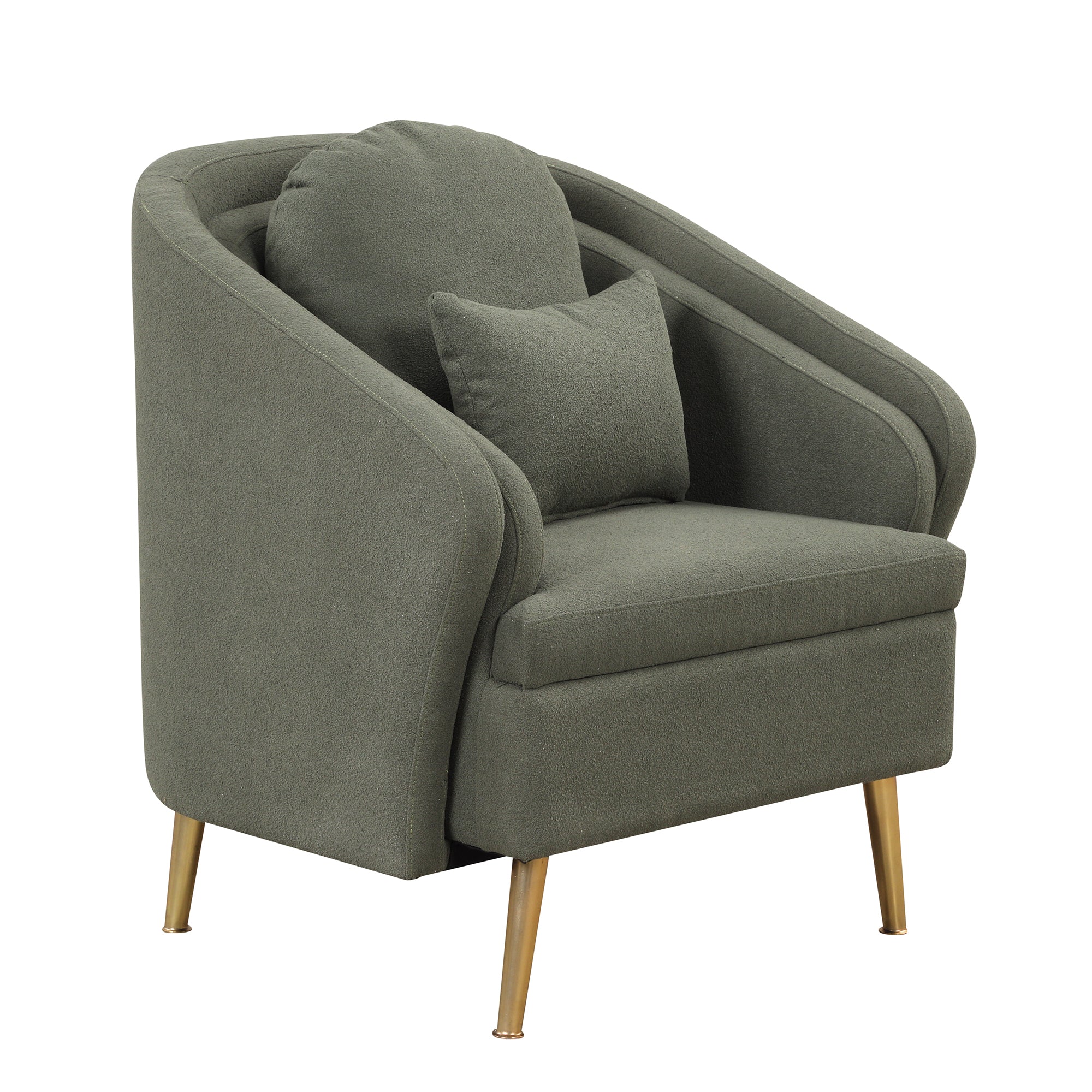Seaweed Green Upholstered Accent Chair with Metal Legs Q345