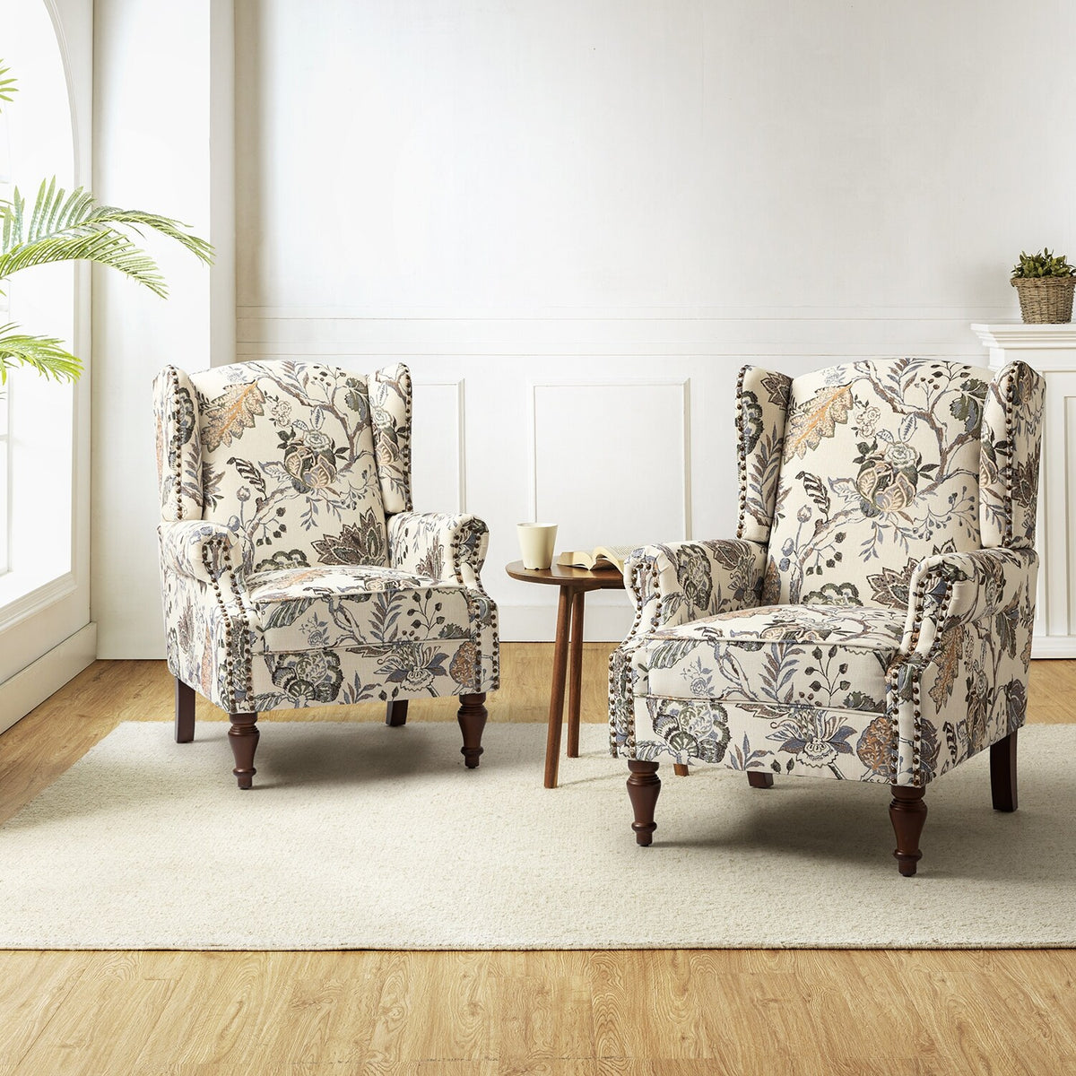 Transitional Style Armchair with Spindle Legs Set of 2 B209820