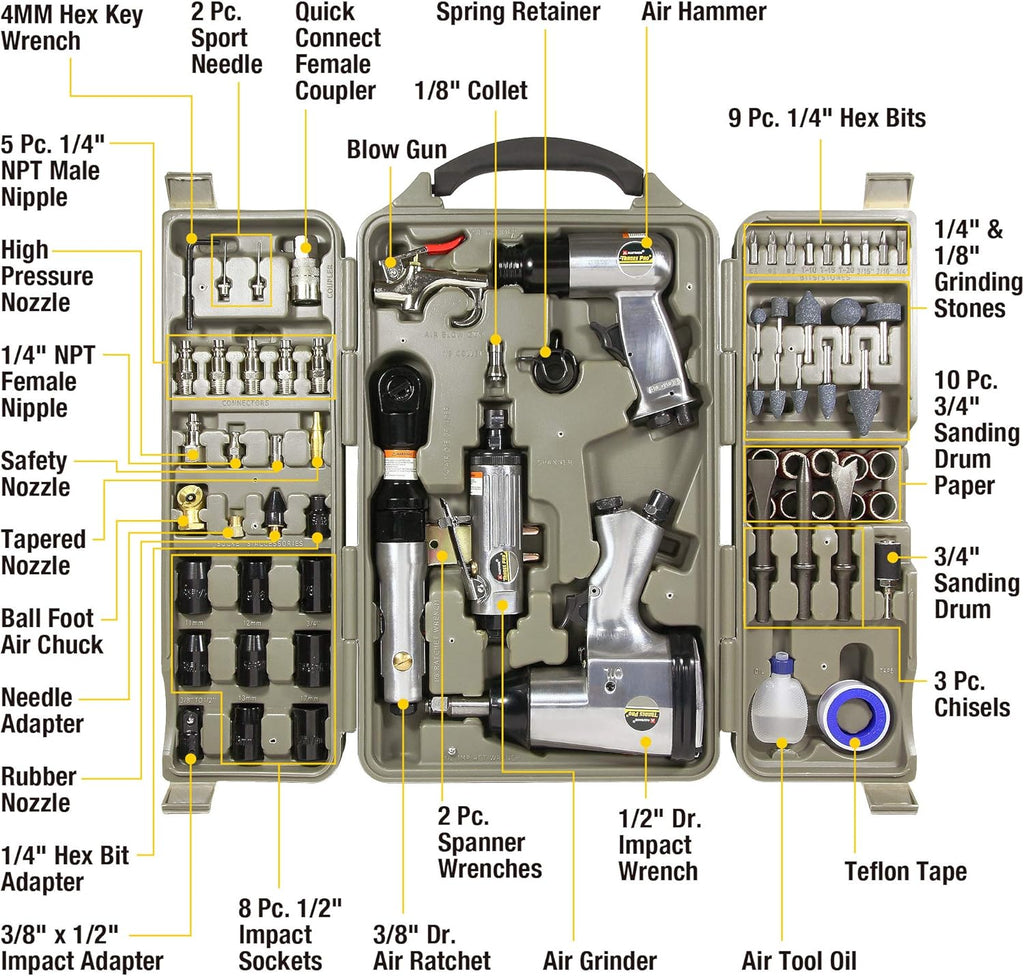 71-Piece Silver Air Tools and Accessories V51754