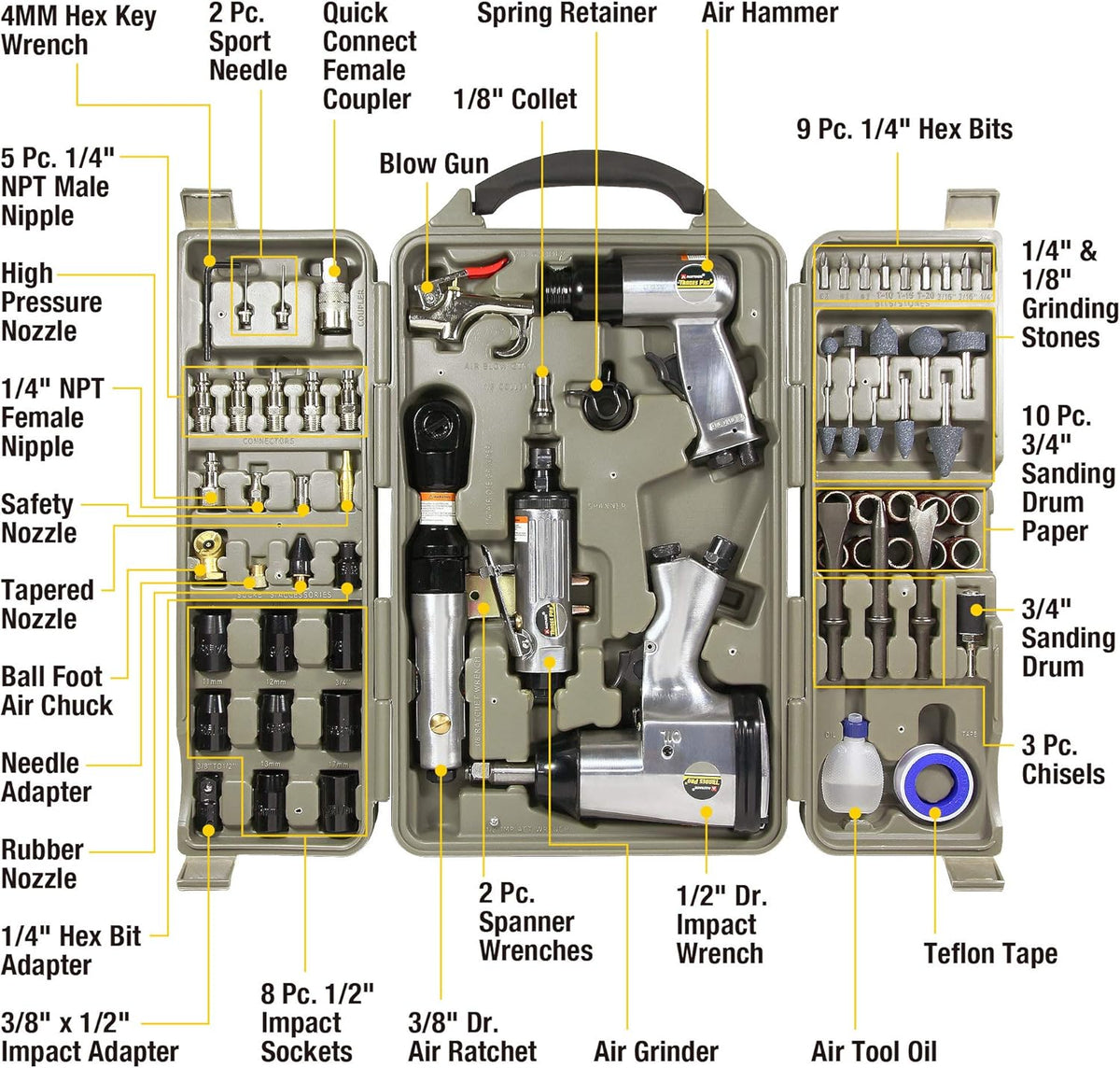71-Piece Silver Air Tools and Accessories V51754