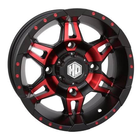 STI HD7 Alloy Wheel 14x7 4.0 + 3.0 Matte Black/Radiant Red A4426