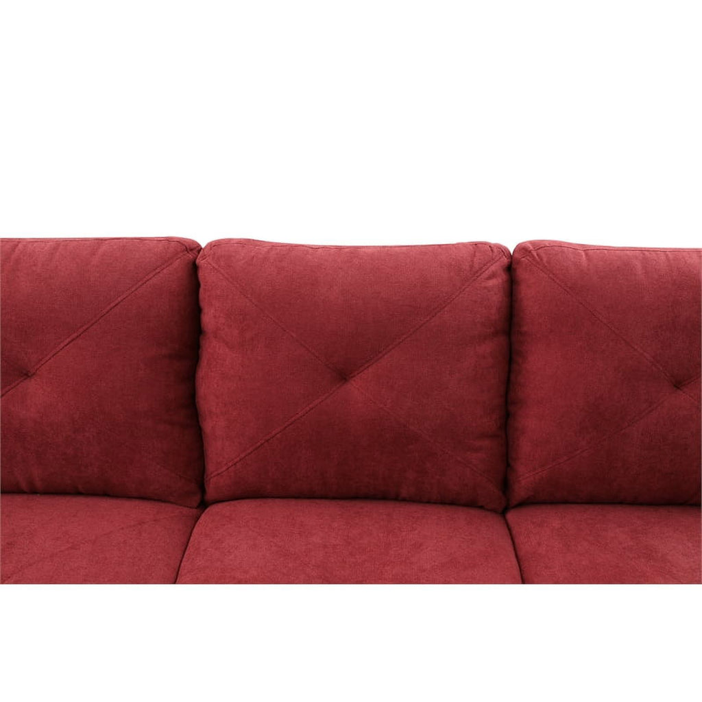 Red L Shaped Microfiber Couch with Storage Ottoman M694657