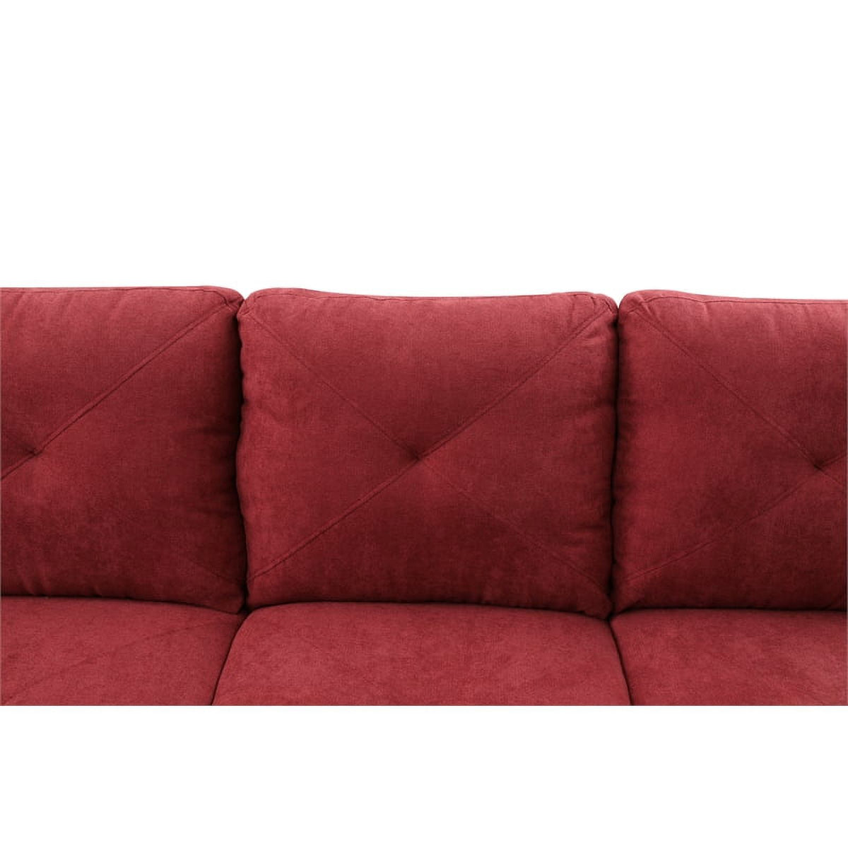 Red L Shaped Microfiber Couch with Storage Ottoman M694657
