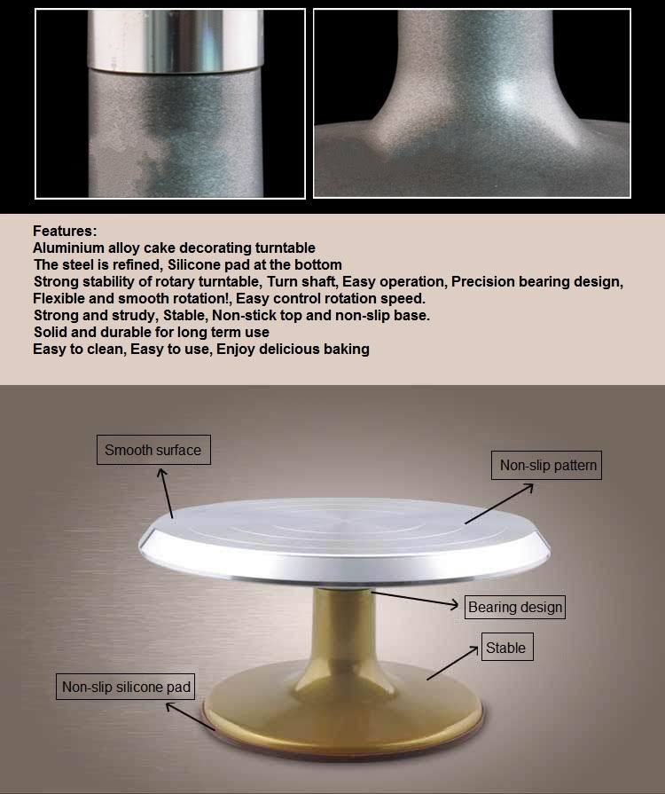 Gold Aluminum Alloy Cake Decorating Turntable Q551