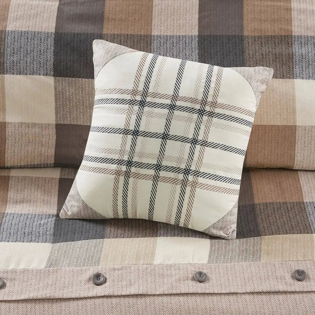 6 Piece Herringbone Duvet Cover Set Red King/Cal King P716