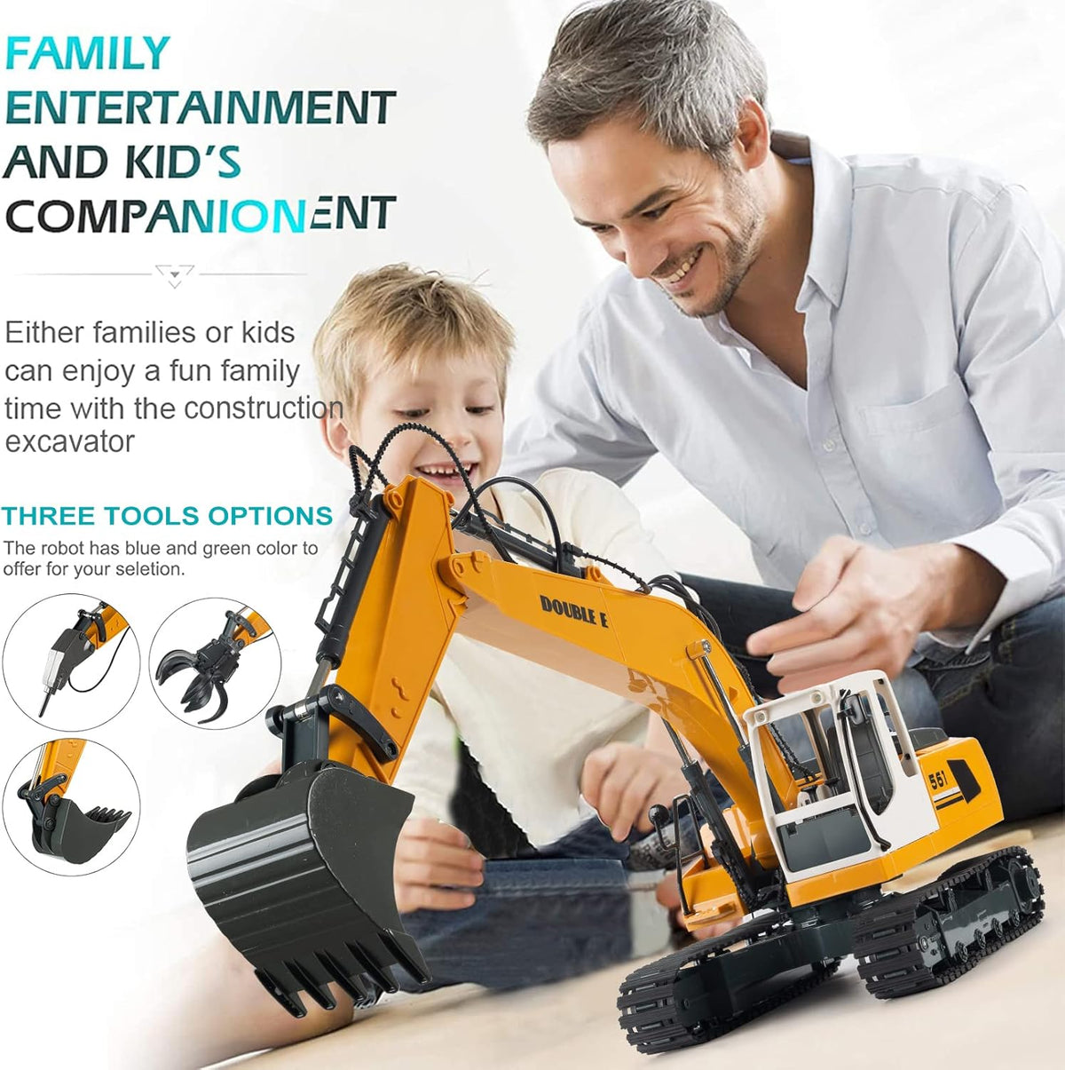 17 Channel 3 in 1 RC Excavator Toy with Working Lights V99257