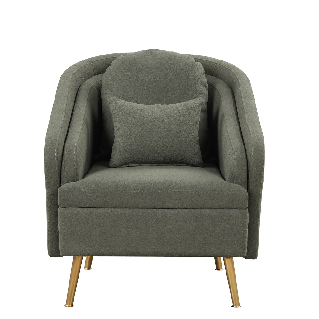 Seaweed Green Upholstered Accent Chair with Metal Legs Q345