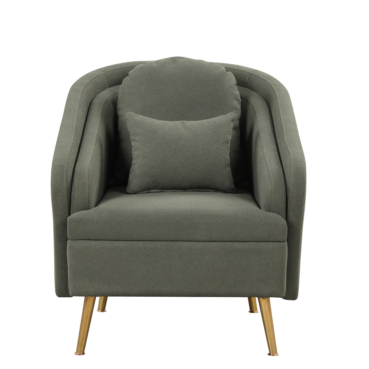 Seaweed Green Upholstered Accent Chair with Metal Legs Q345