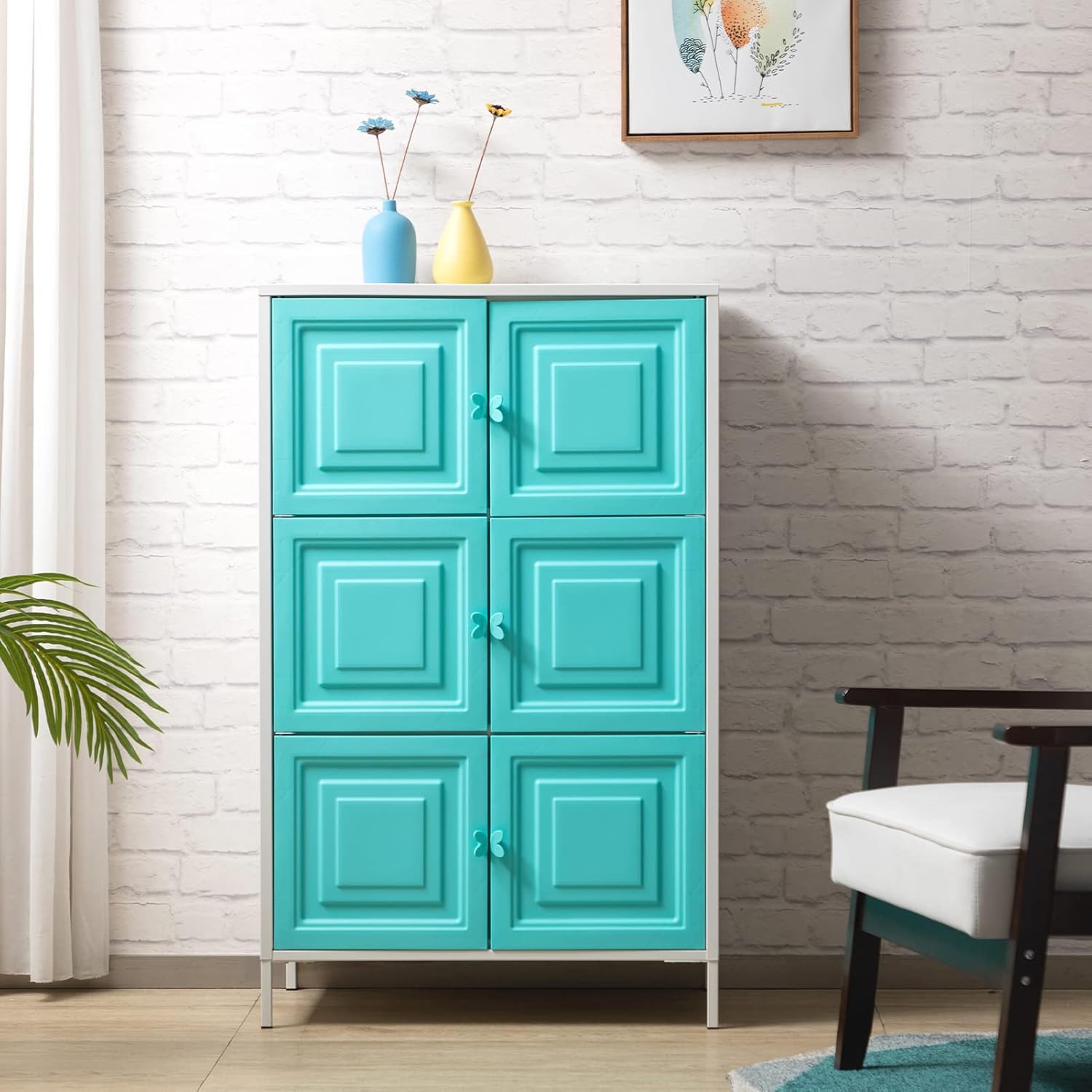 White 2-Tier Metal Storage Cabinet with Door R354036