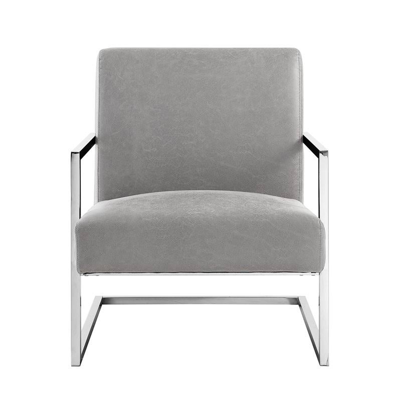 PU Leather Accent Chair Light Grey/Chrome E4997