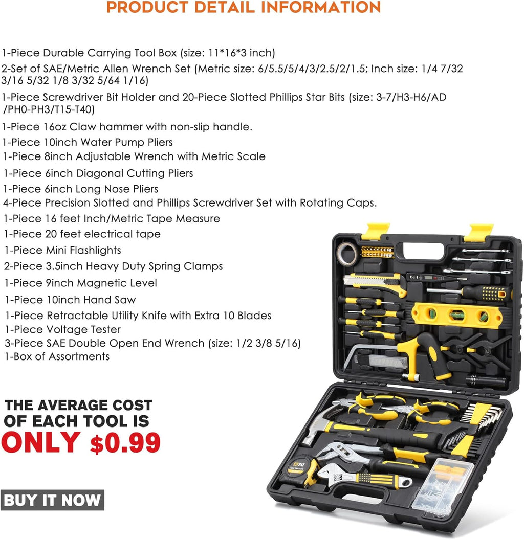 218-Piece Hand Tool Set with Solid Carrying Tool Box G398