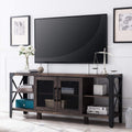 Large TV Stand with Metal Side X-Frame, Light Rustic Oak N165