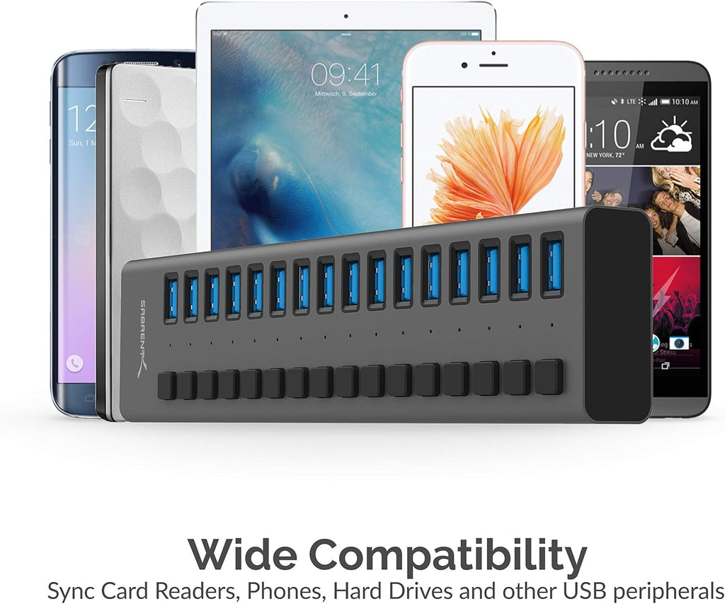 16-Port USB 3.0 Data Hub and Charger with Individual Switches Q4324