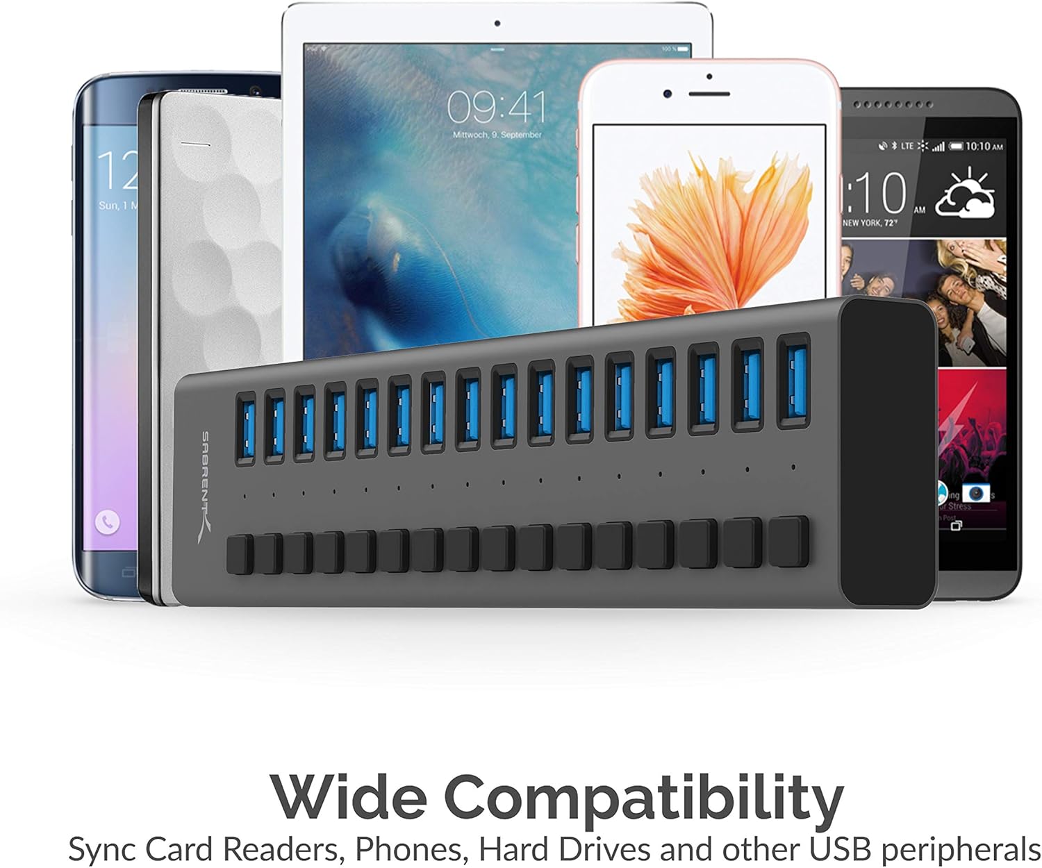 16-Port USB 3.0 Data Hub and Charger with Individual Switches Q4324