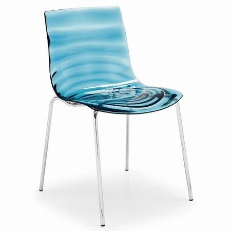 Transparent Aquamarine Chrome Chair (Set of 2) O73126