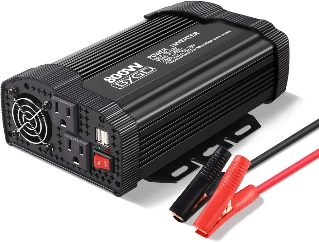800W Power Inverter 12V DC to 110V AC Converter with Dual AC Outlets USB Ports M2429