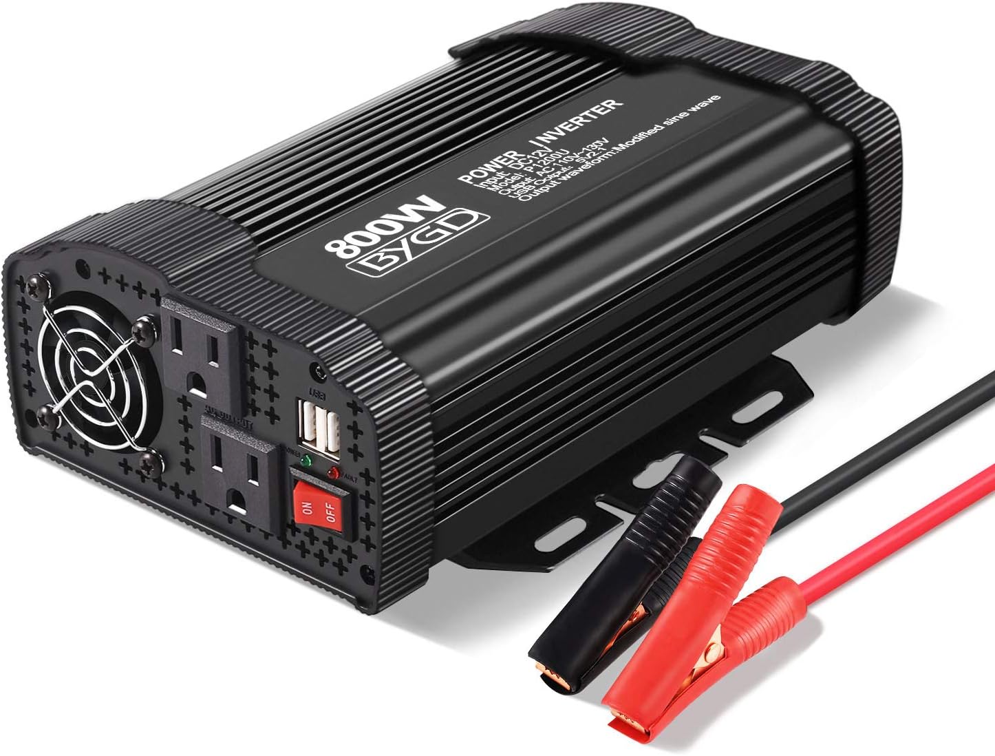 800W Power Inverter 12V DC to 110V AC Converter with Dual AC Outlets USB Ports M2429