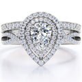 1.75 Carat Almond Shape Moissanite Crossover Wedding Set O46859
