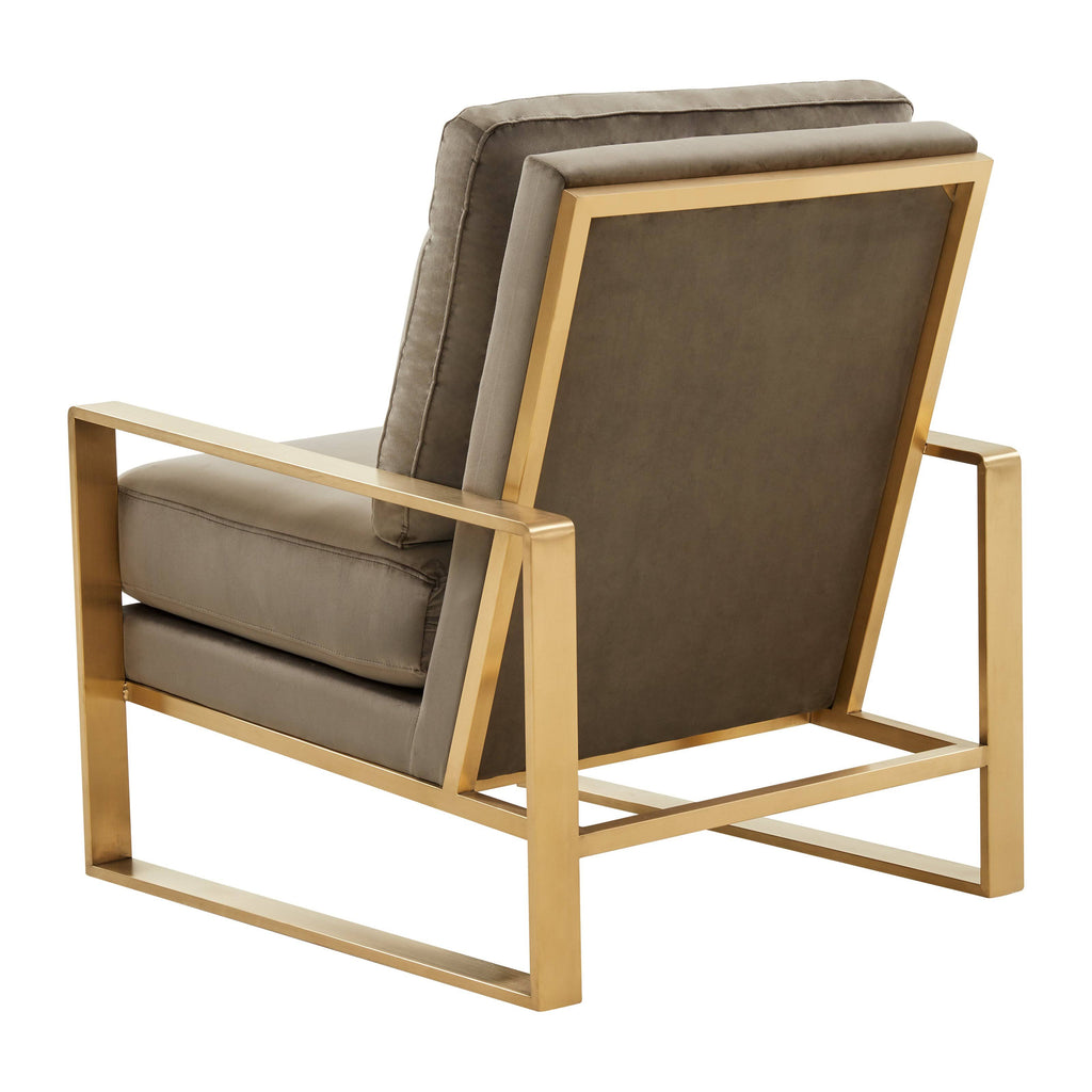 Beige Velvet Accent Armchair with Gold Frame U383