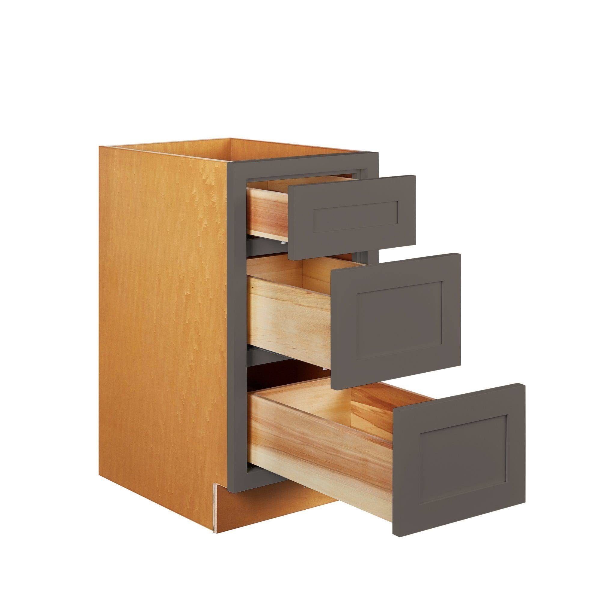 21 inch Wide Drawer Base Kitchen Cabinet Three Drawers Dark Gray Inset Shaker Y567