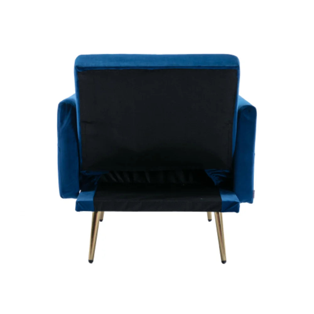 Navy Velvet Accent Chair with Ottoman Q400