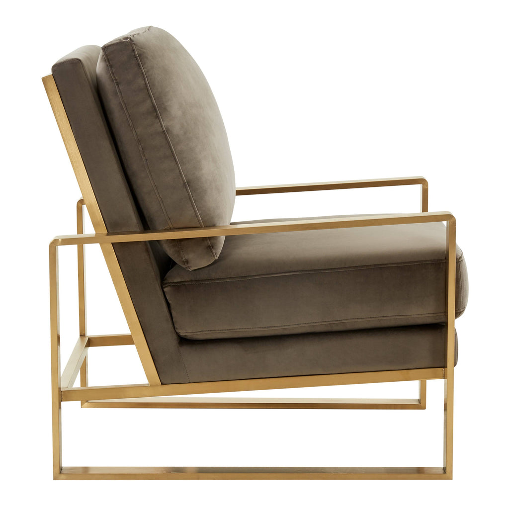 Beige Velvet Accent Armchair with Gold Frame U383