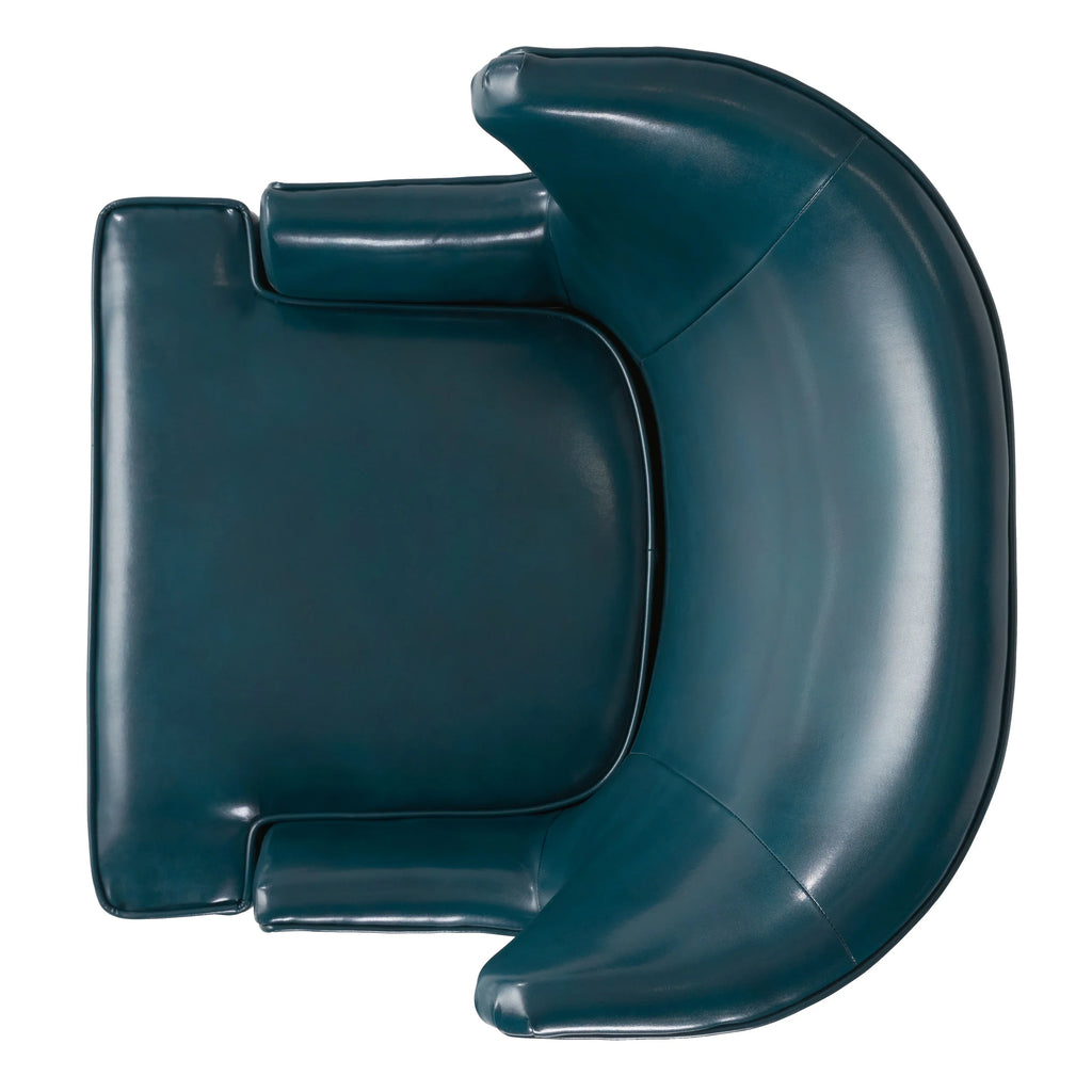 Teal and Matte Black Bonded Leather Wingback Club Chair E4571