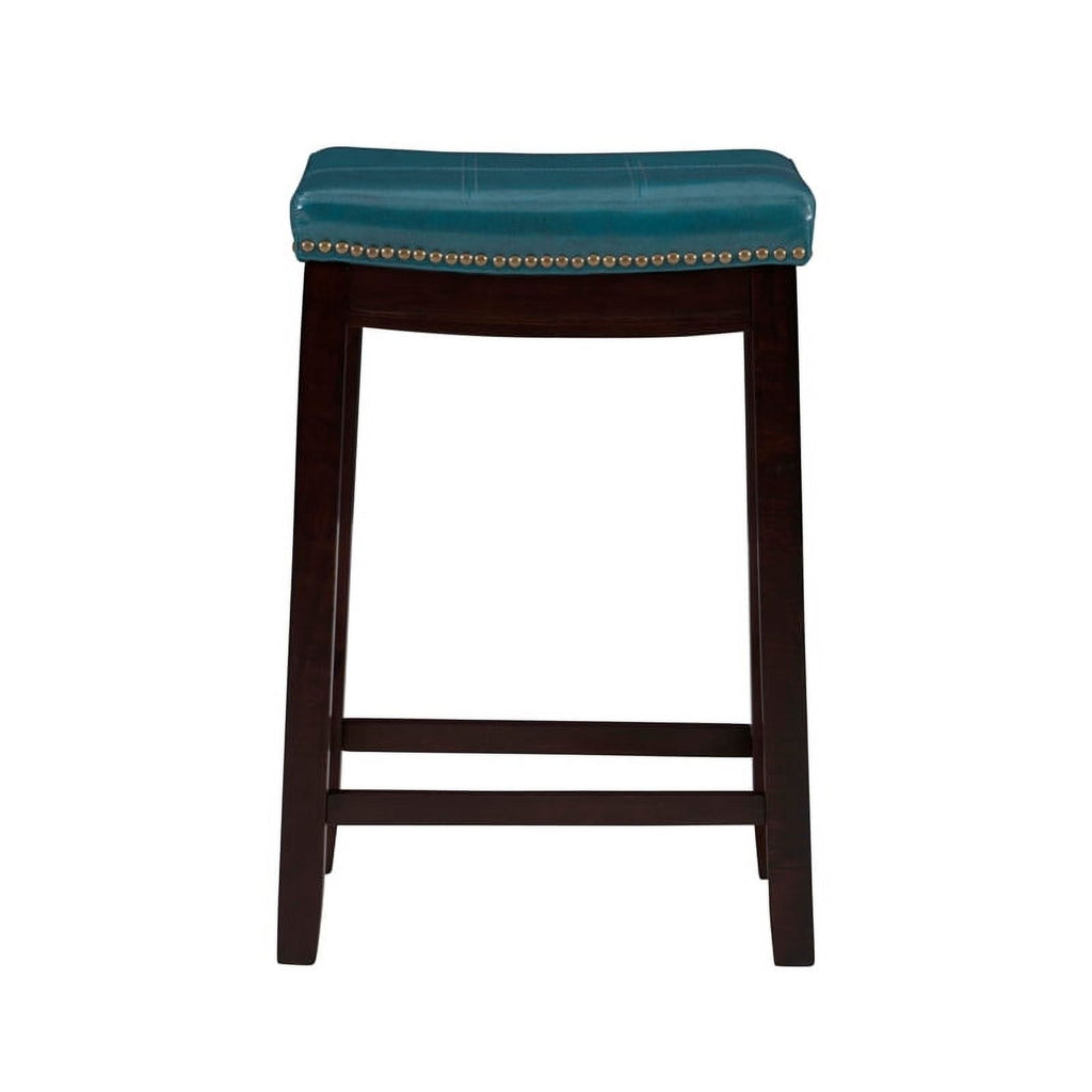 Blue Wood Faux Leather Counter Stool O944