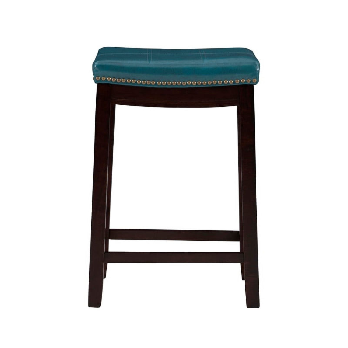 Blue Wood Faux Leather Counter Stool O944