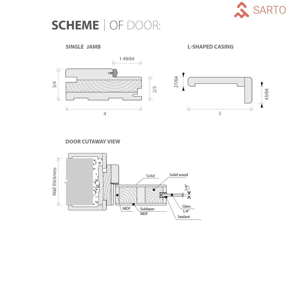 Solid French Double Doors 48 x 80 inches Wood Frosted Glass V7304