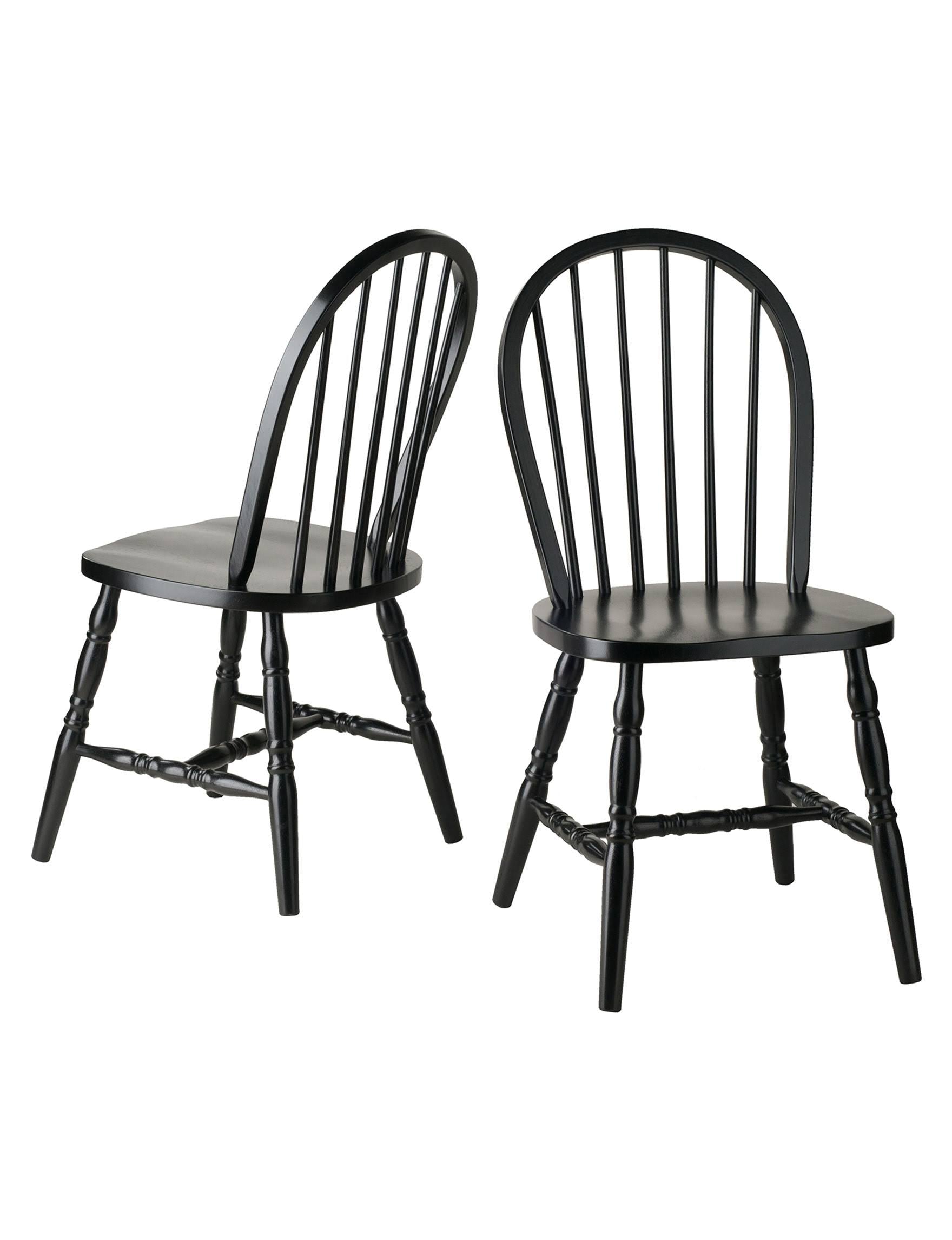 Set of 2 Windsor Chairs Black E34324