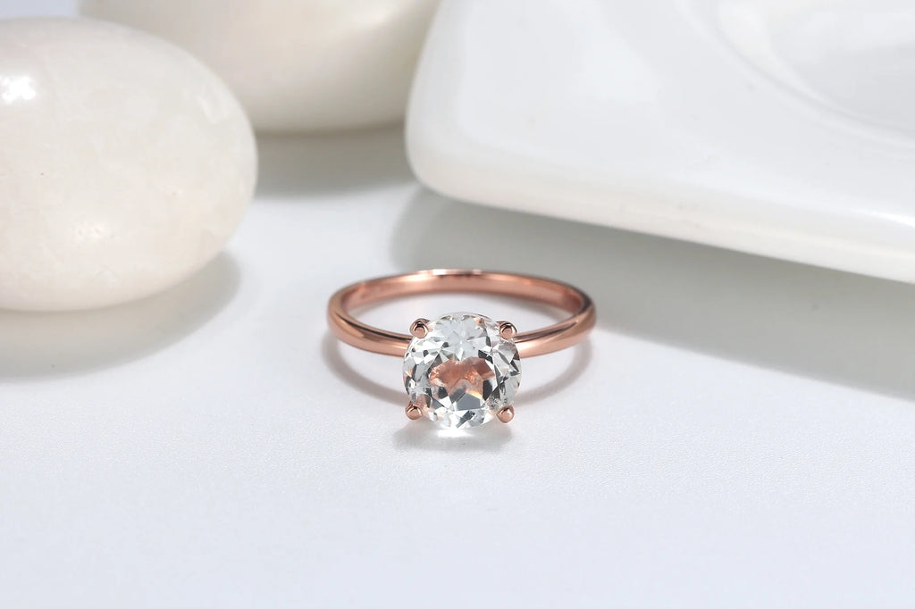 3Ct Topaz Rose Sterling Silver Engagement Ring Q4511