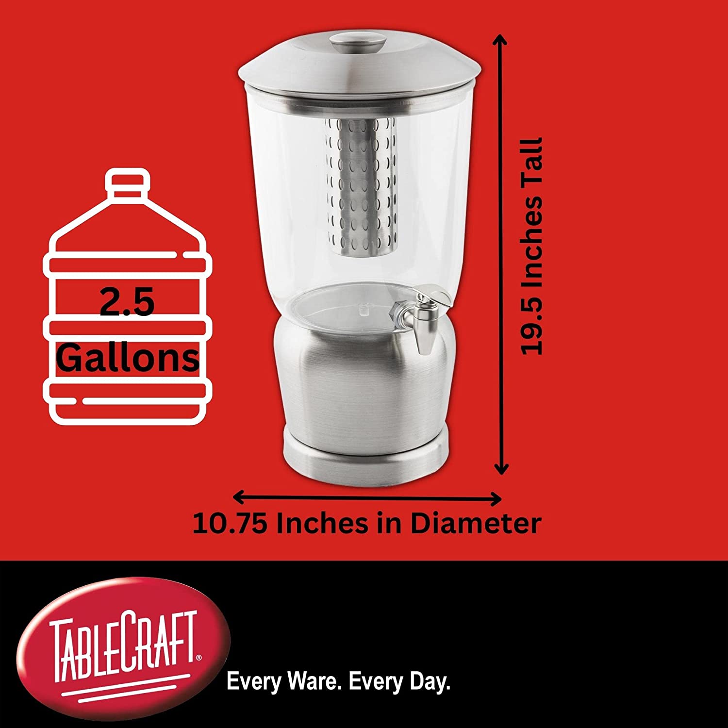 Gallon Drink Dispenser With Fruit Infuser & Stand, Tritan Stainless Steel K408