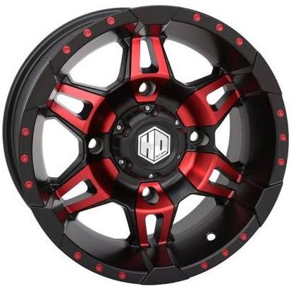 STI HD7 Alloy Wheel 14x7 4.0 + 3.0 Matte Black/Radiant Red A4426