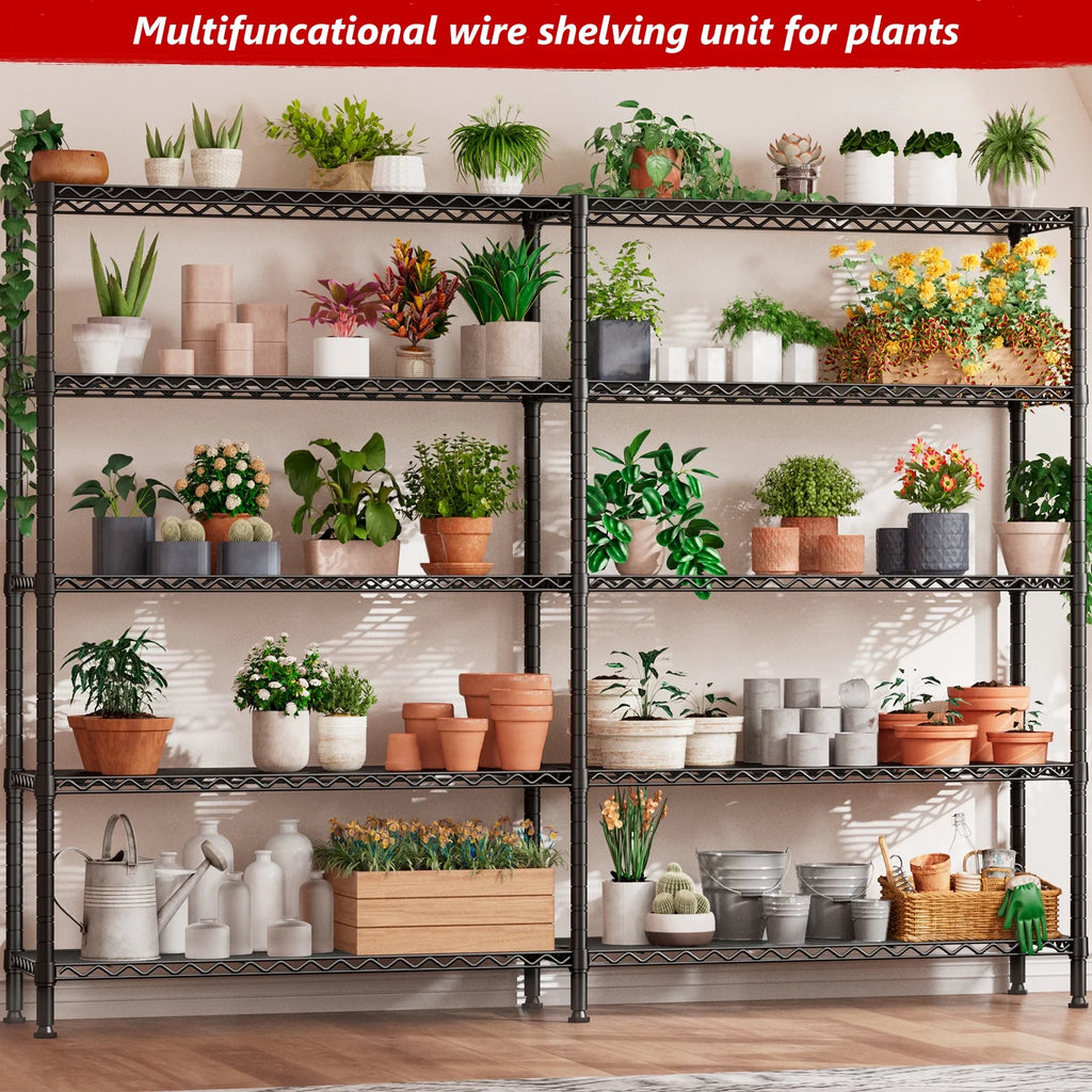 Black 5 Tier Heavy Duty Wire Shelving Unit P751