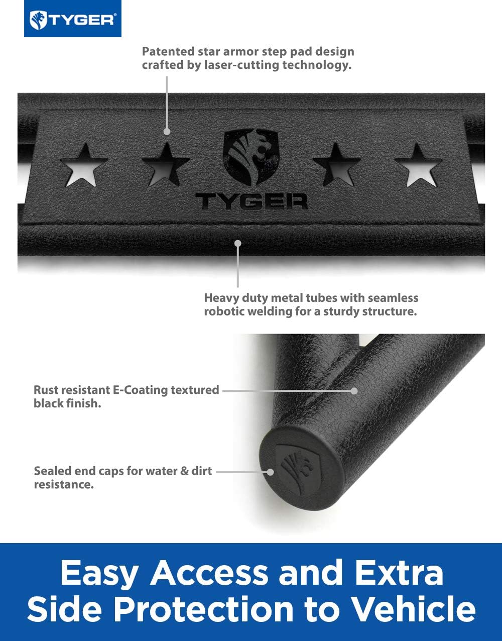 Textured Black Side Step Rails Z10953