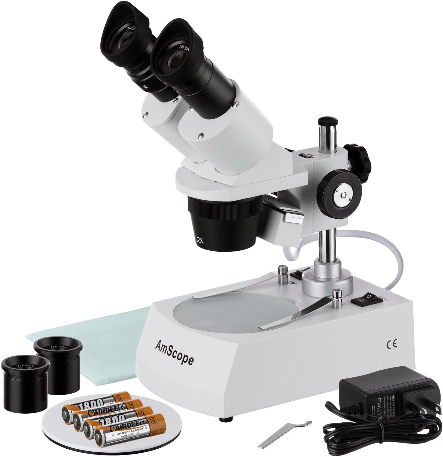 Binocular Stereo Microscope, WF10x and WF20x Eyepieces, 20X/40X/80X Magnification, LED Lighting C8638