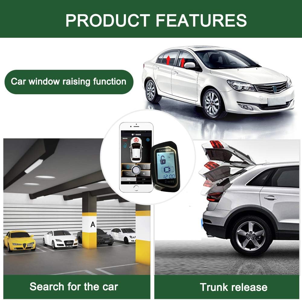 Car Alarm Security System with Remote Start, 1600 Feet Range R828594