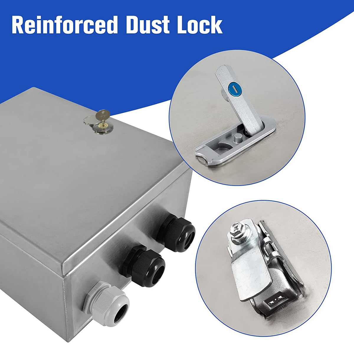201 Stainless Steel IP64 Waterproof Metal Junction Box with Lock, 11.8"x 9.8"x 6.5", Pack of 2 Q928213