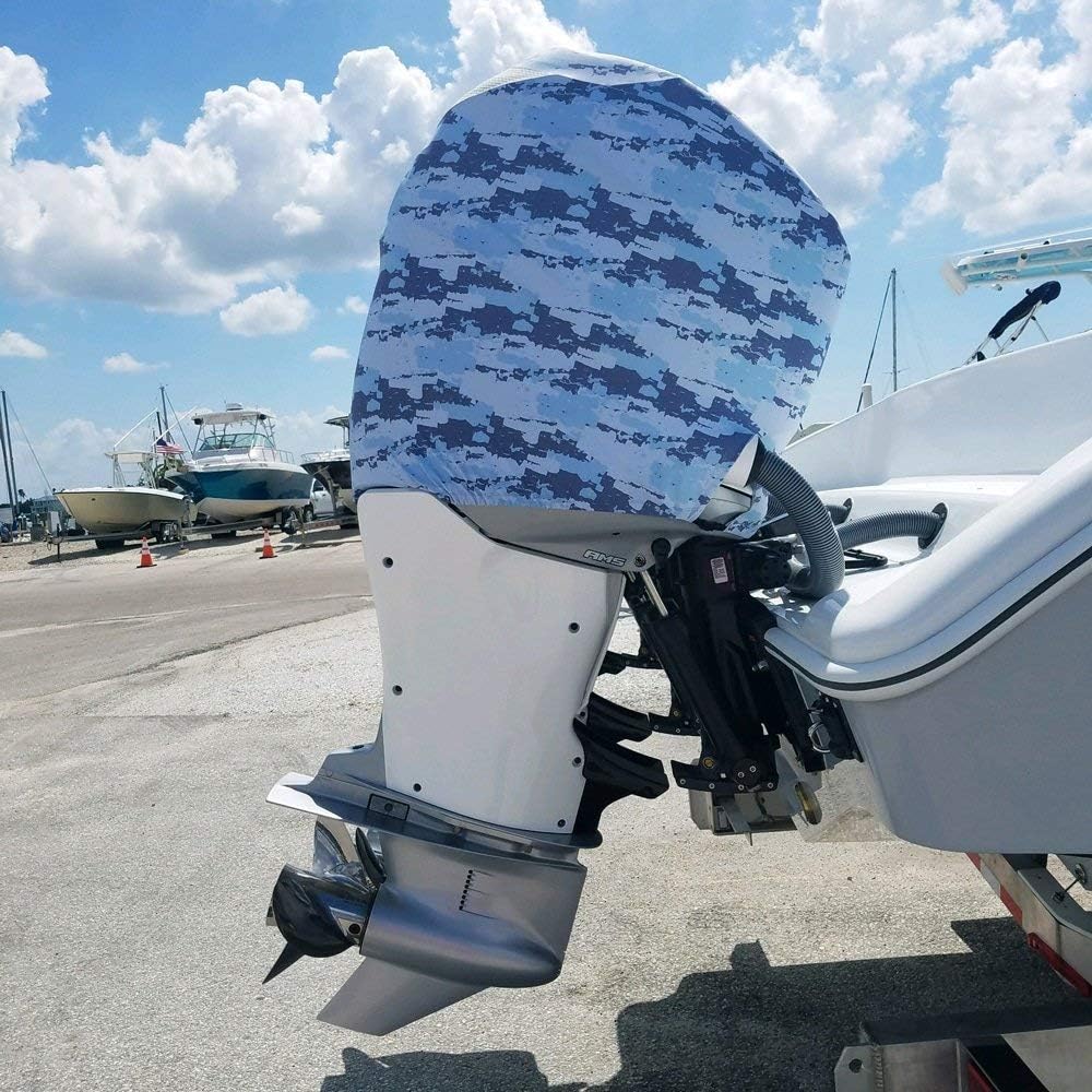 Blue Digital Camo Outboard Motor Cover P22831
