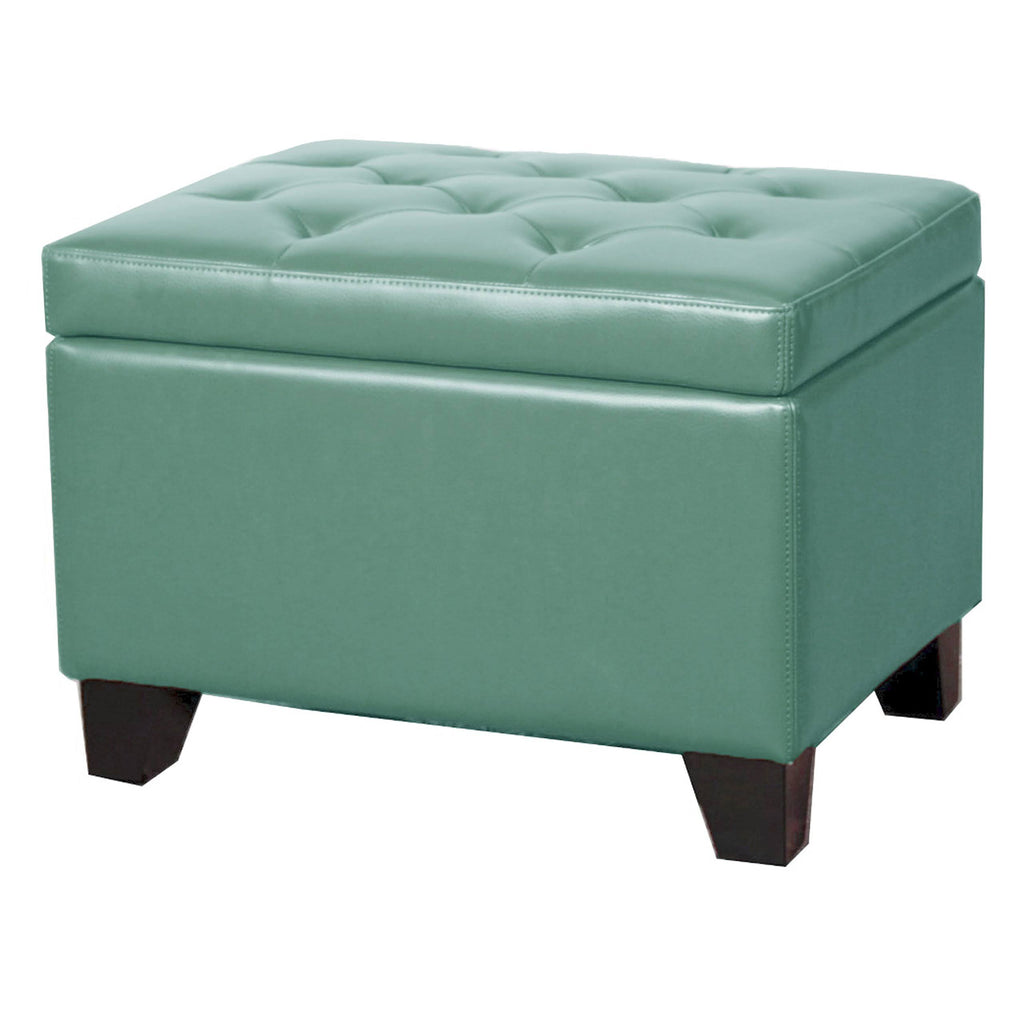 Turquoise Bonded Leather Storage Ottoman V561