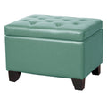 Turquoise Bonded Leather Storage Ottoman V561