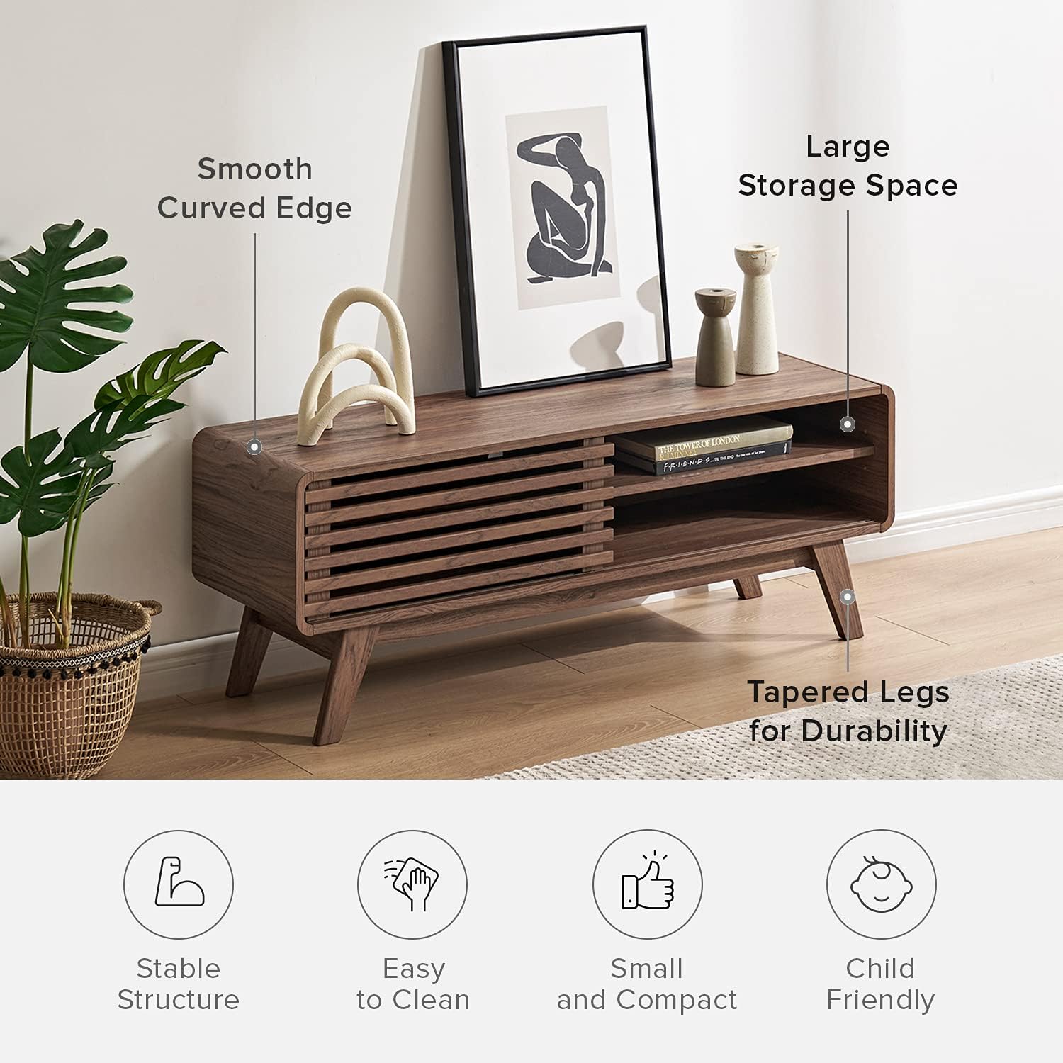 46 Scandinavian TV Stand with Slatted Door P113
