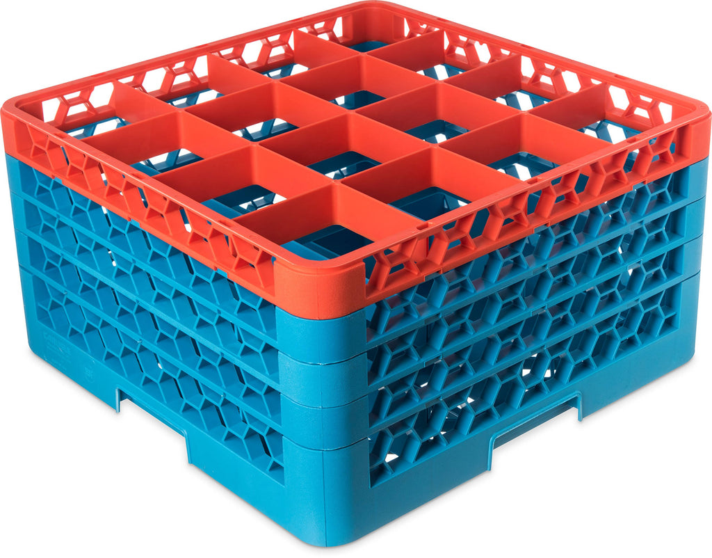 16 Compartment Orange Glass Rack with 4 Extenders P2363